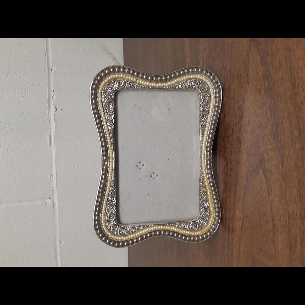 Elegant Vintage Picture Frame with Pearl Accents